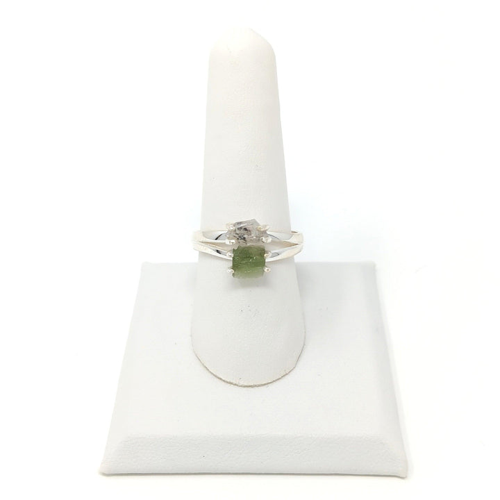 Moldavite &amp; Herkimer Diamond 925 Ring | The Harmony Store Ring