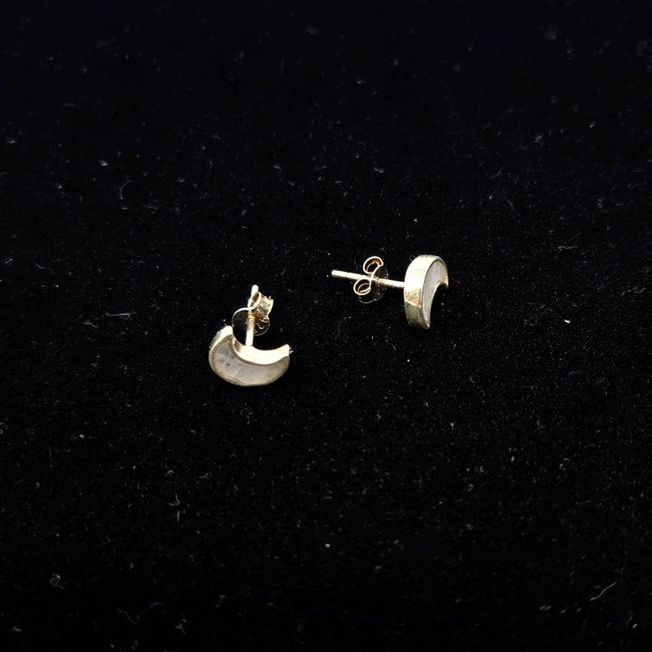 Moon-Shaped Moonstone Stud Earrings | The Harmony Store Earrings