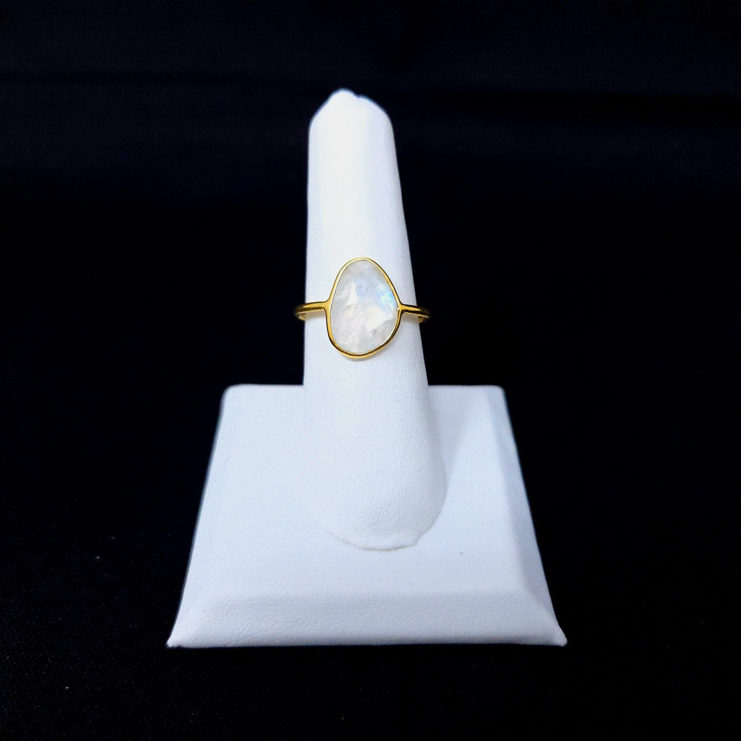 Moonstone Cabochon Gold-Plated Silver Ring | The Harmony Store Ring