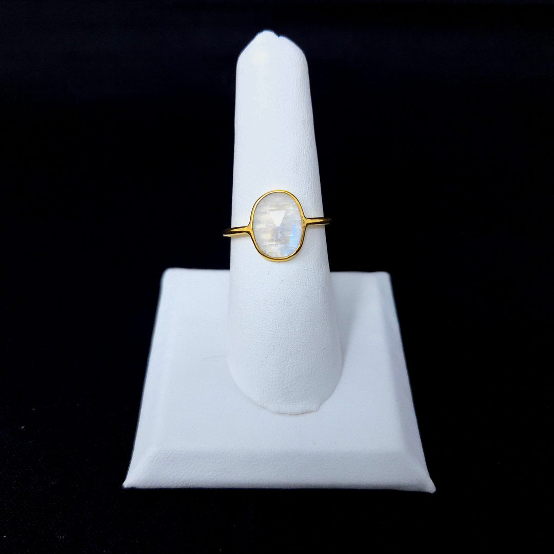 Moonstone Cabochon Gold-Plated Silver Ring | The Harmony Store Ring