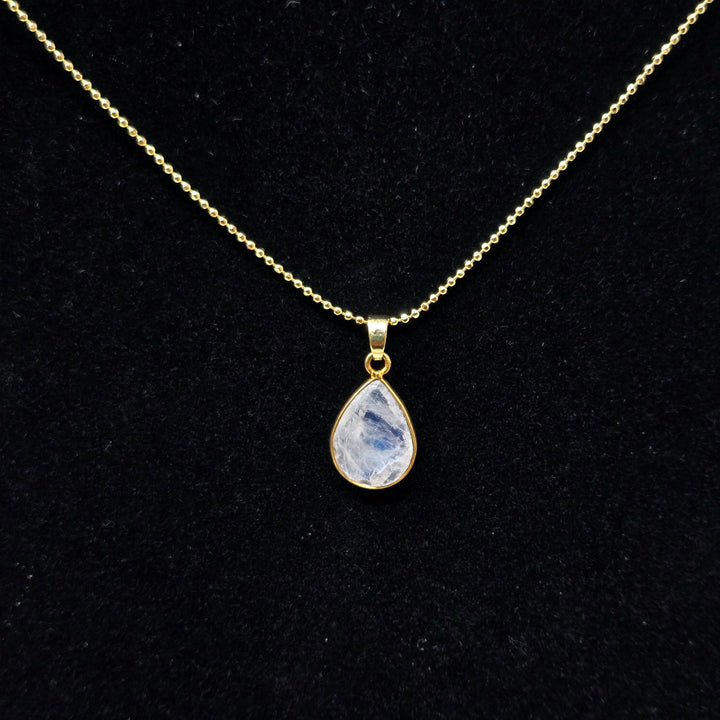 Moonstone Tiny Heart with Gold Edge Necklace Necklace