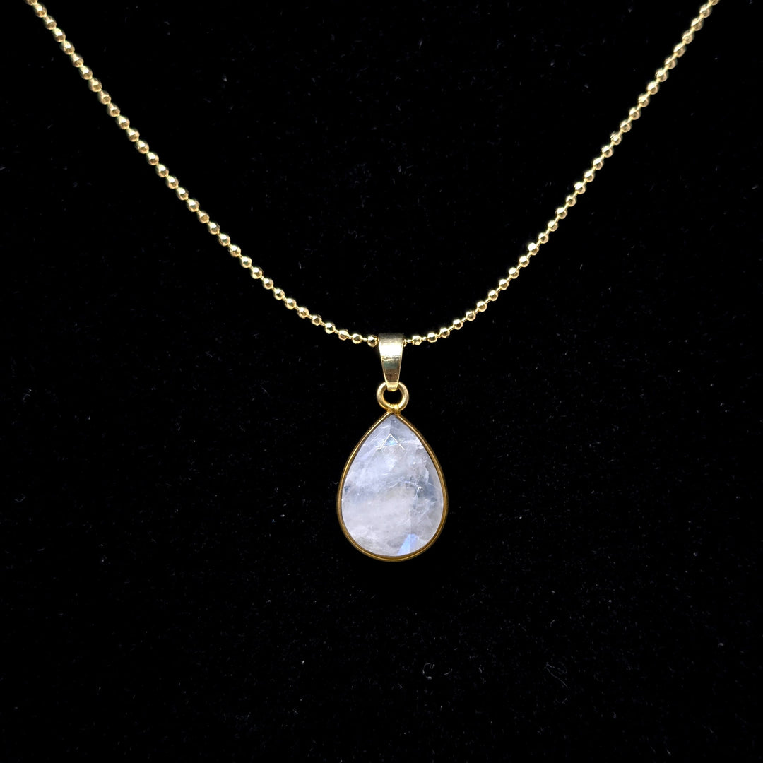 Moonstone Tiny Heart with Gold Edge Necklace Necklace