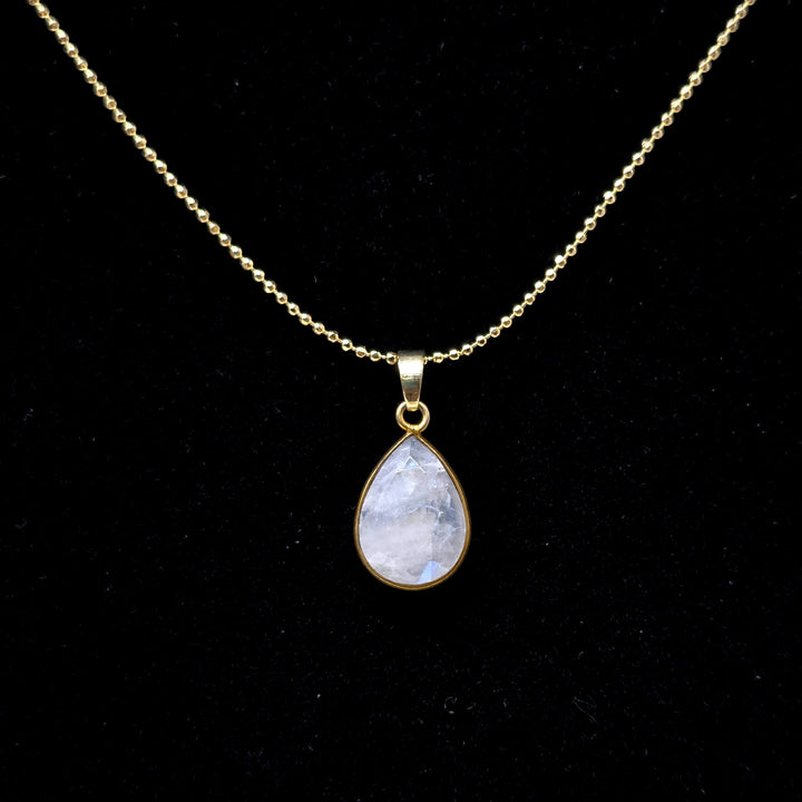 Moonstone Tiny Heart with Gold Edge Necklace Necklace