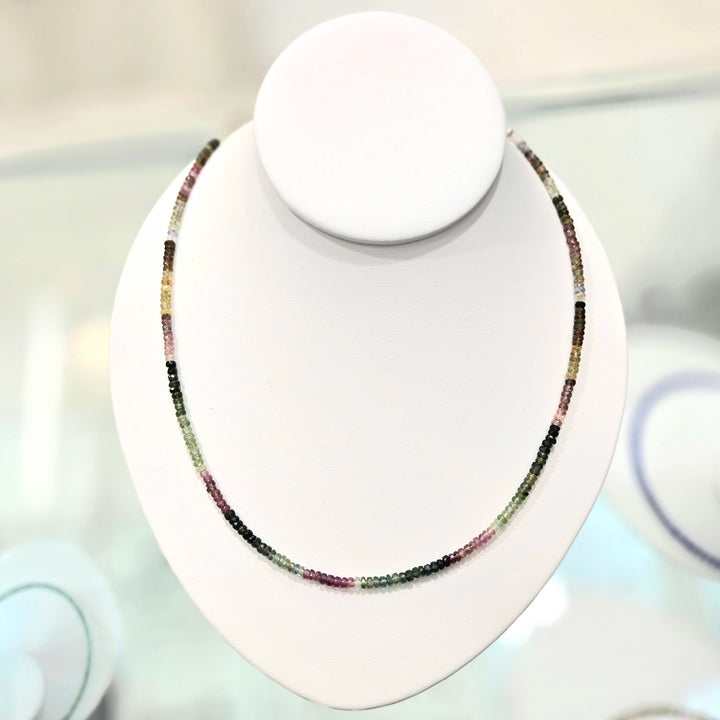 Multicolor Tourmaline Micro Necklace 3mm | The Harmony Store Necklace