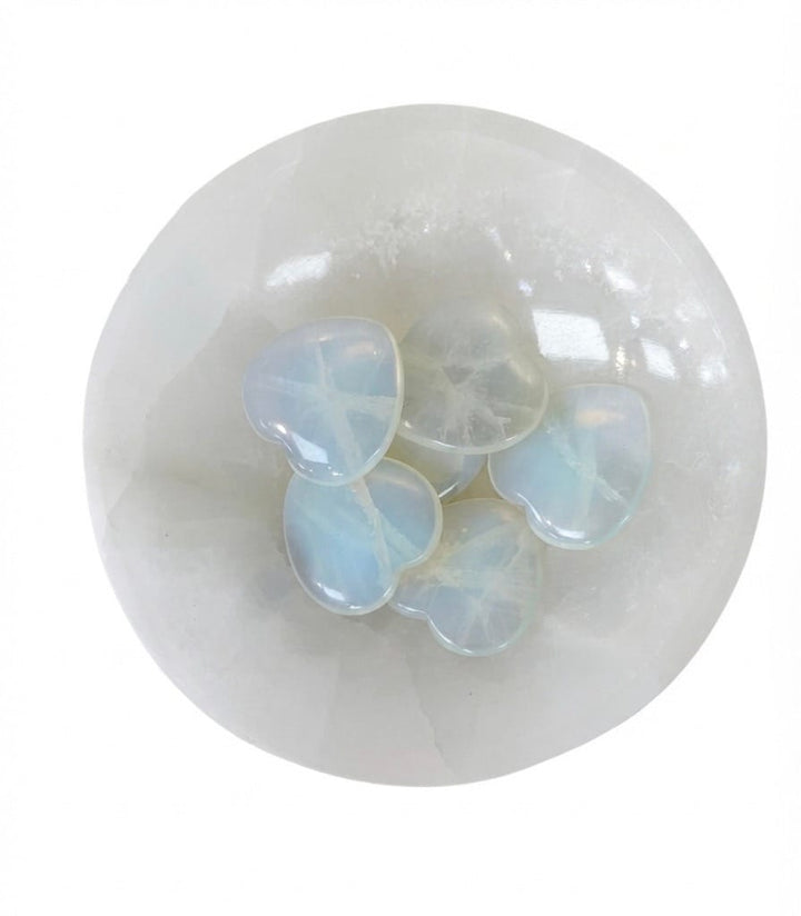 Opalite Flat Heart 1-Inch | The Harmony Store Crystal Heart