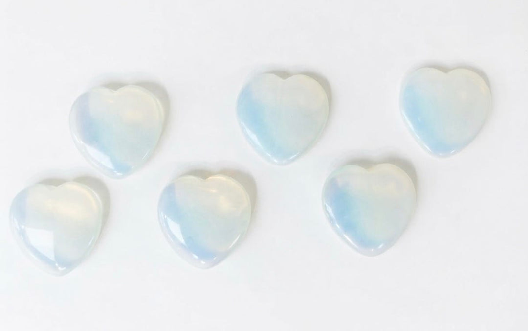 Opalite Flat Heart 1-Inch | The Harmony Store Crystal Heart