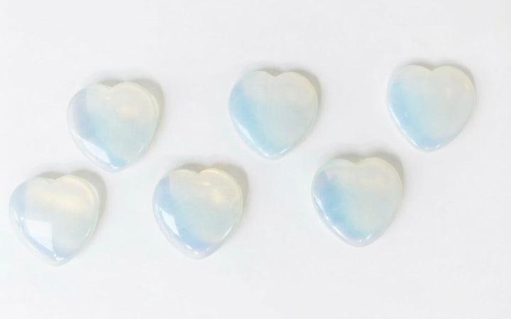 Opalite Flat Heart 1-Inch | The Harmony Store Crystal Heart