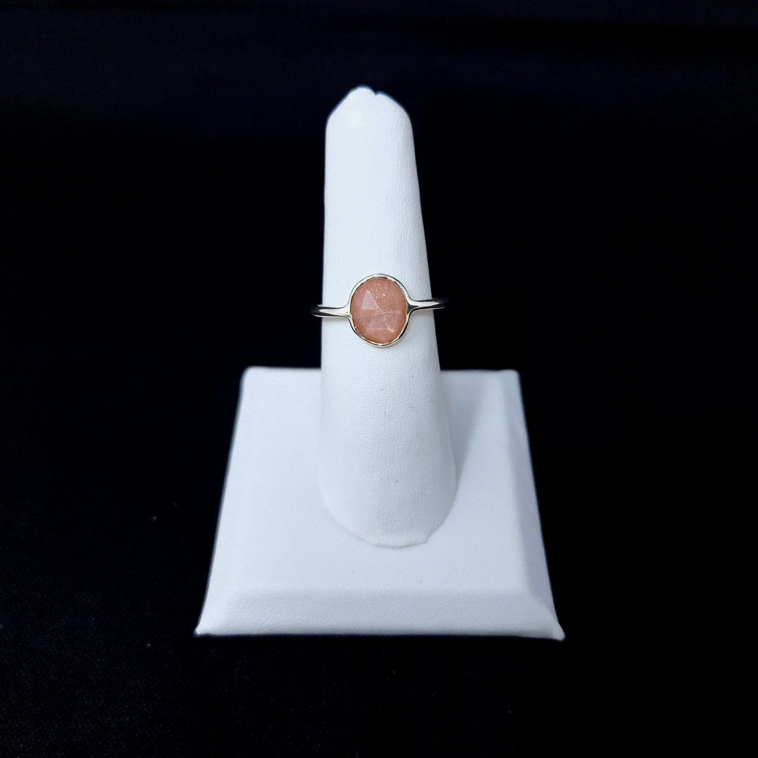 Peach Moonstone Flat Faceted 925 Ring | The Harmony Store Ring