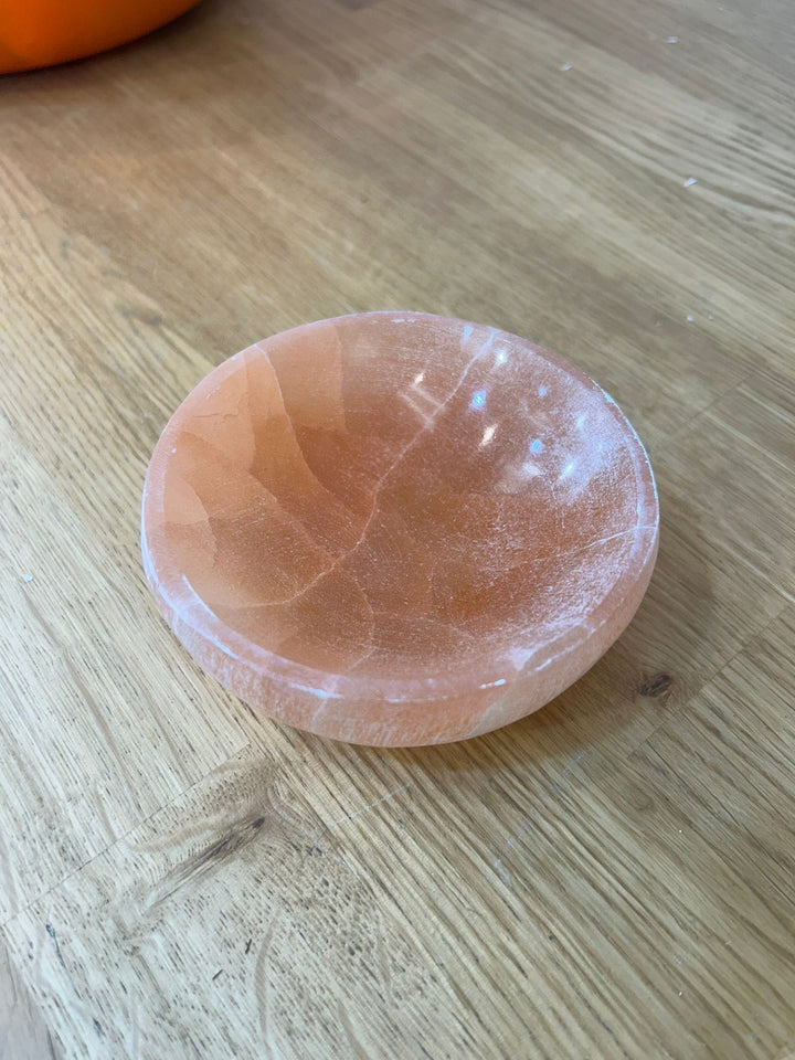 Peach Selenite Charging Bowl - Round 4" crystal