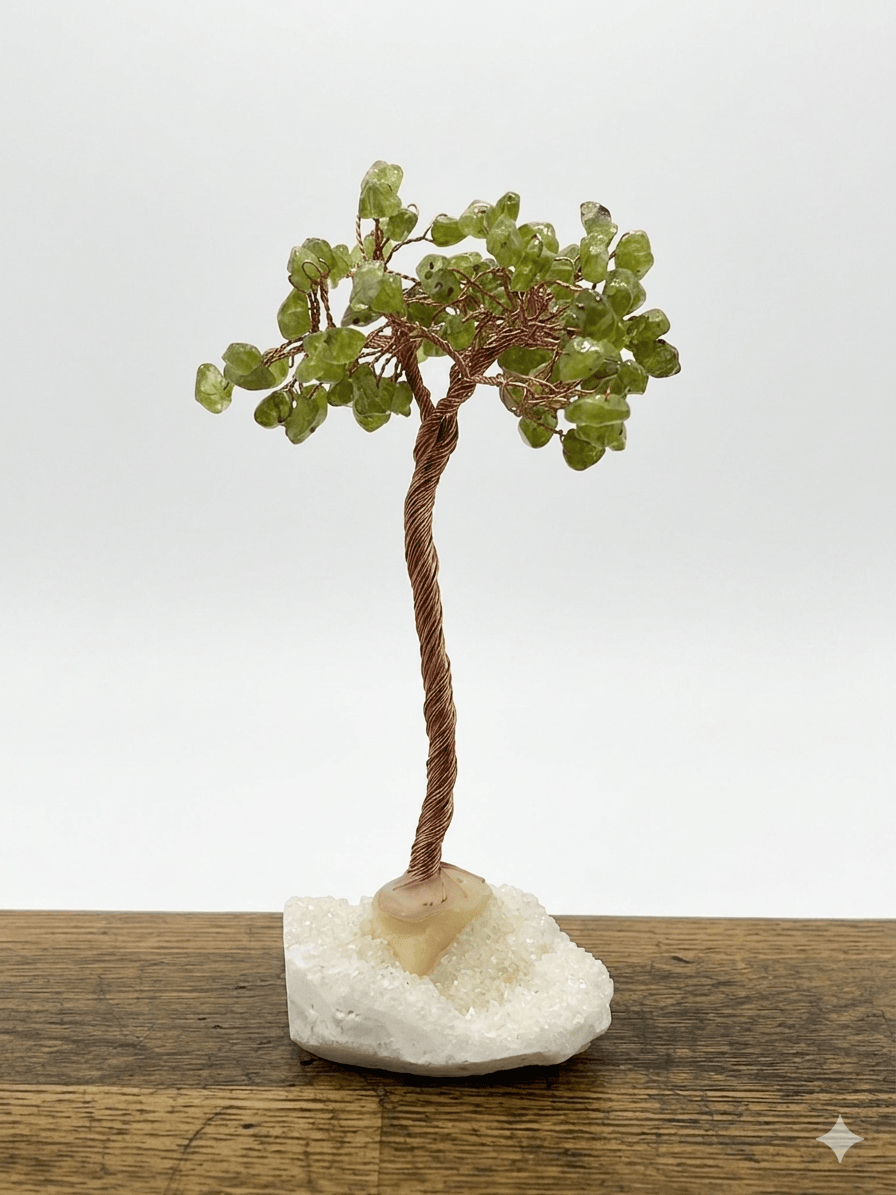 Peridot Aura Bonsai Tree | The Harmony Store Crystal Tree