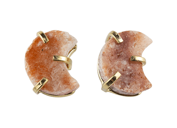 Pink Amethyst Claw Moon Stud Earrings | The Harmony Store Pink Amethyst