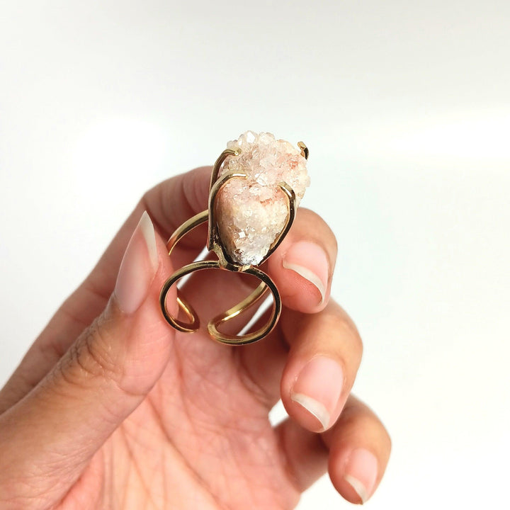 Pink Amethyst Cluster Arc Ring | The Harmony Store Pink Amethyst