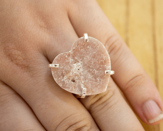 Pink Amethyst Heart Arc Ring | The Harmony Store Ring