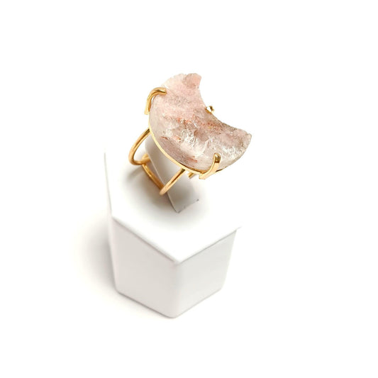 Pink Amethyst Wire Moon Ring - The Harmony Store