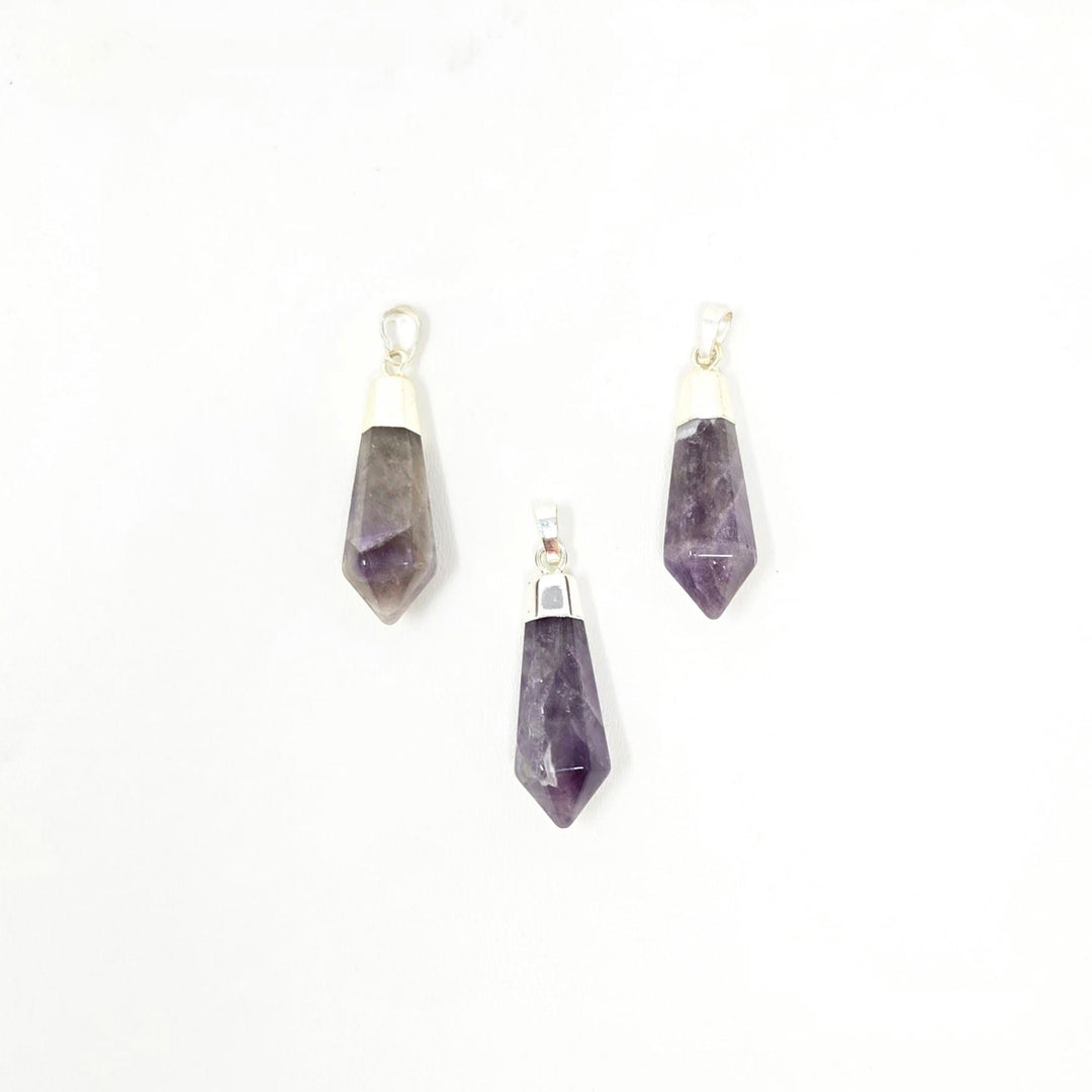 Polished Amethyst Diamond Pendant | Harmony Store Charms &amp; Pendants