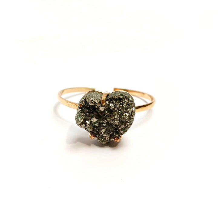 Pyrite Heart Simple Band Bracelet | The Harmony Store Pyrite