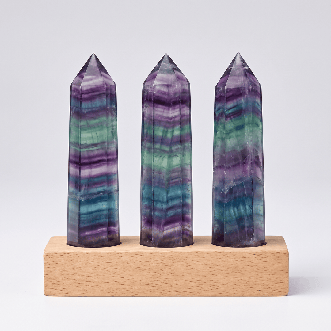 Rainbow Fluorite Wands on Stand | The Harmony Store Wand