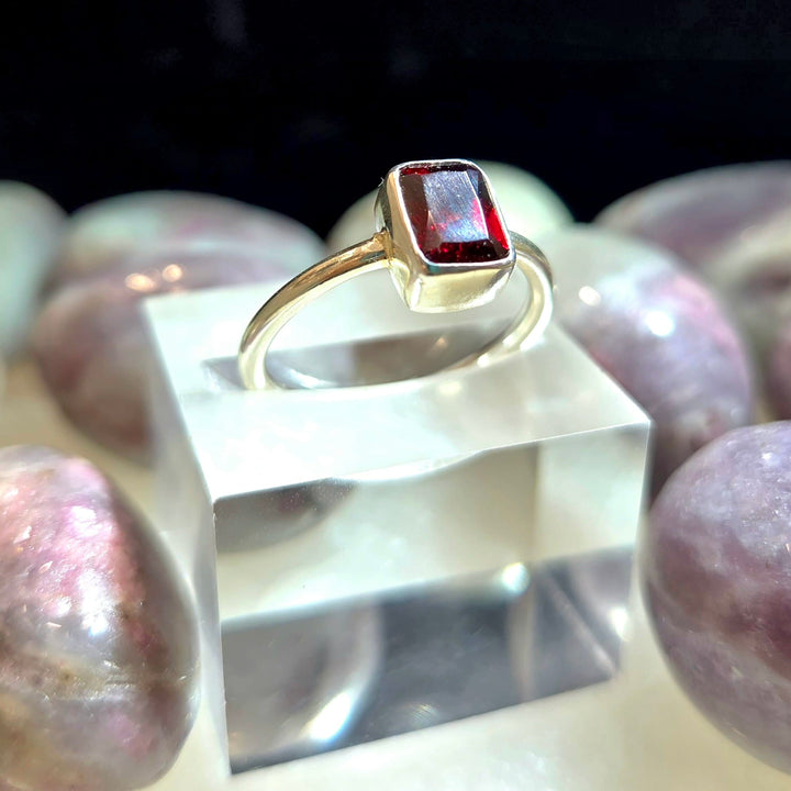 Red Garnet Faceted 925 Silver Ring | The Harmony Store Ring