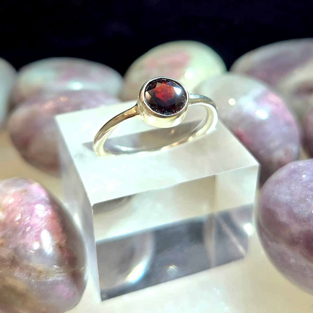 Red Garnet Faceted 925 Silver Ring | The Harmony Store Ring