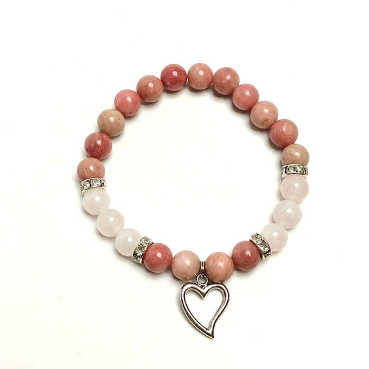 Rhodonite & Rose Quartz heart Bracelet - The Harmony Store