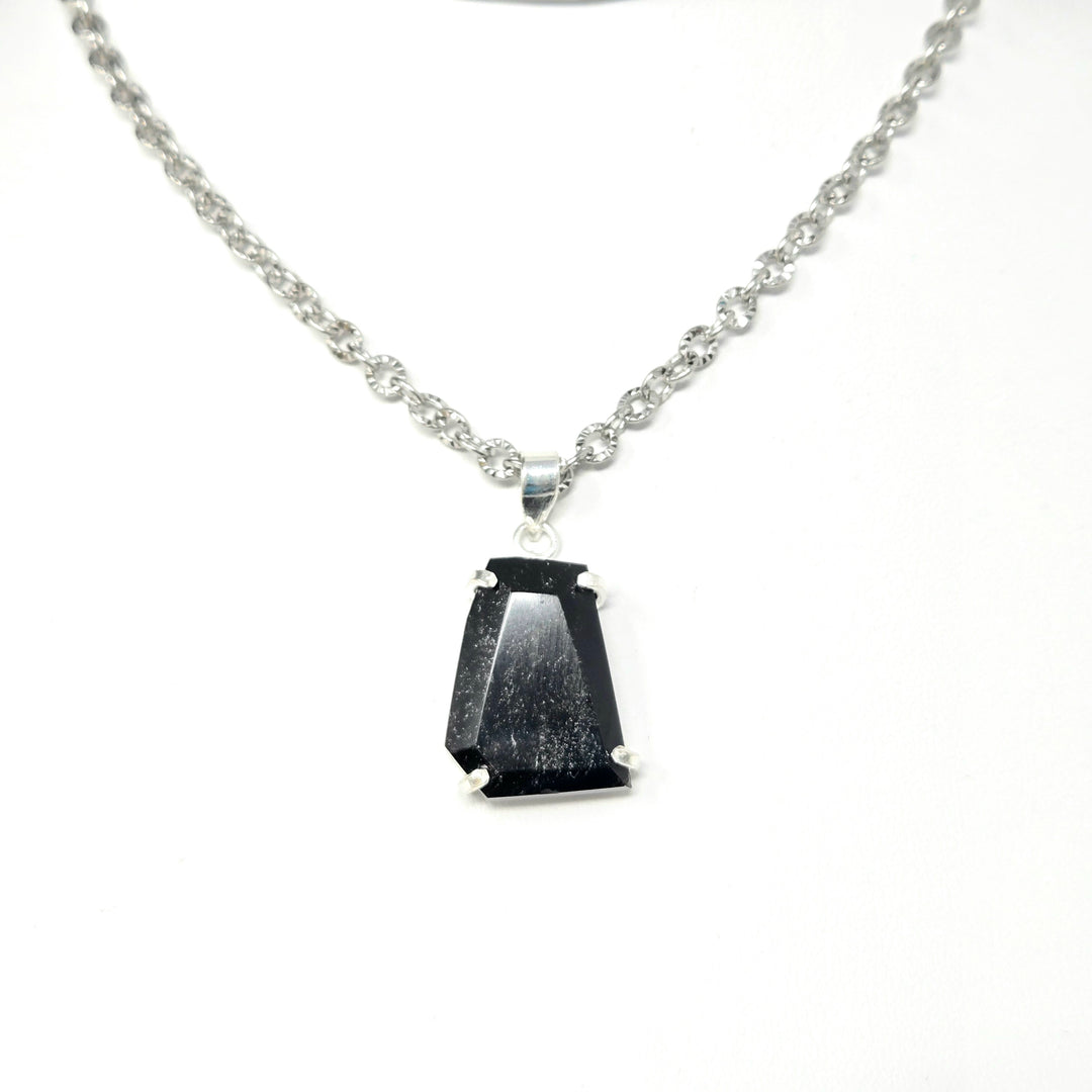 Black Obsidian Faceted Claw Pendant