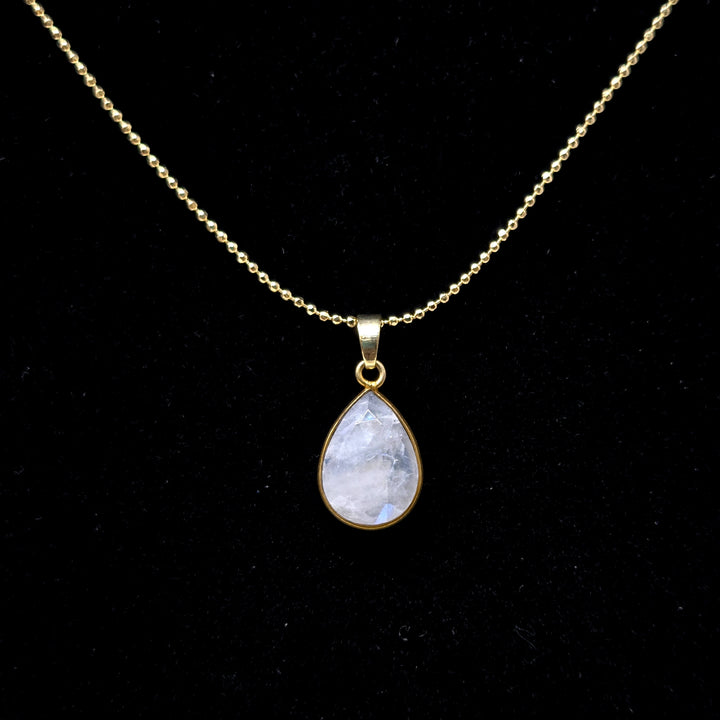 Moonstone Tiny Heart with Gold Edge Necklace