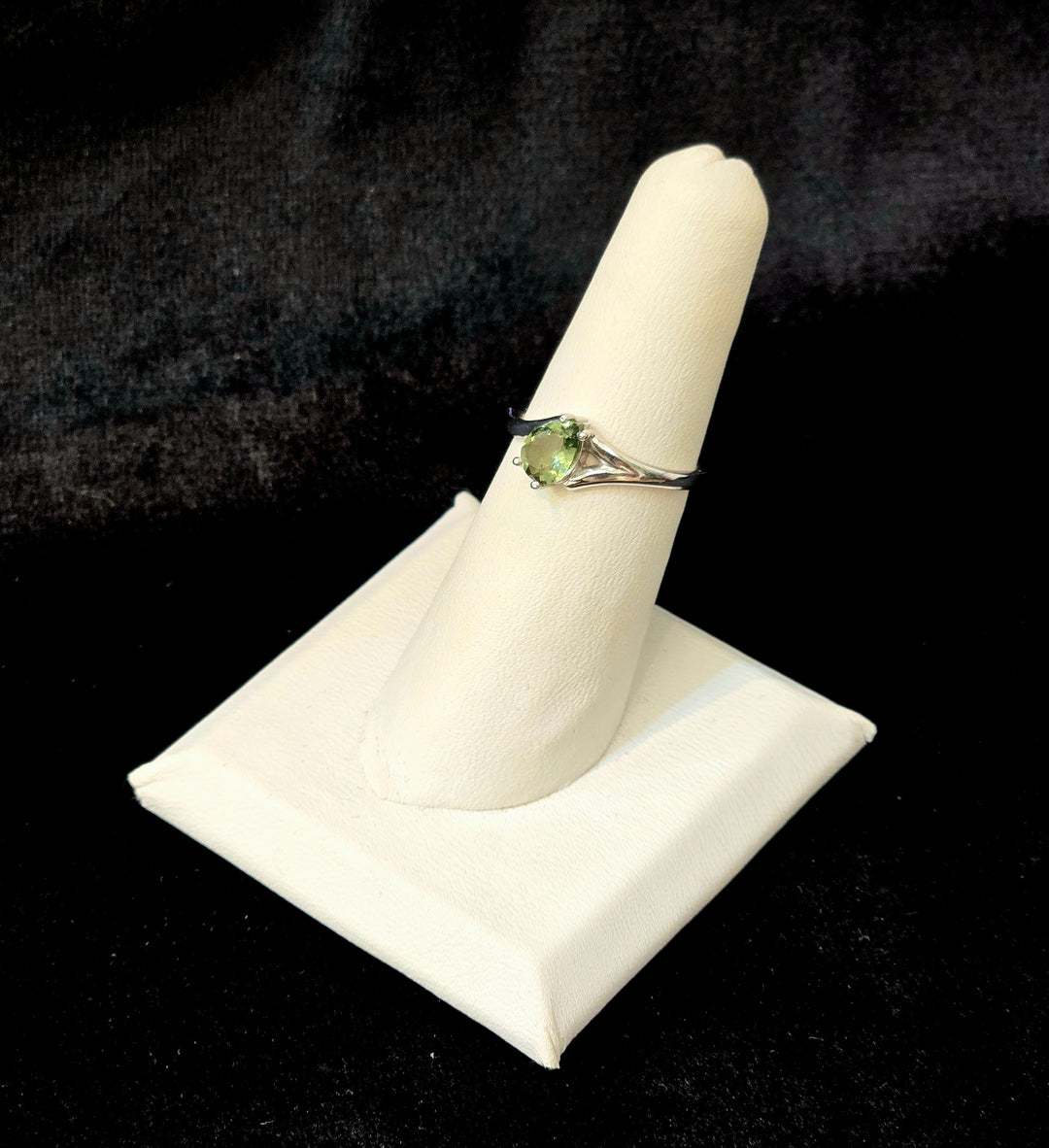 Moldavite Faceted Gemstone Ring - Sterling Silver