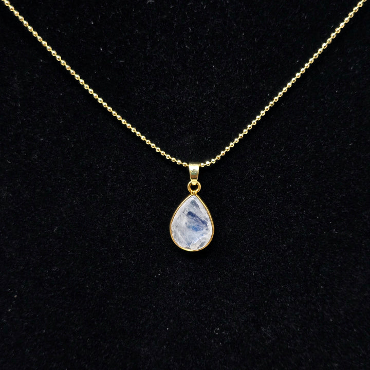 Moonstone Tiny Heart with Gold Edge Necklace