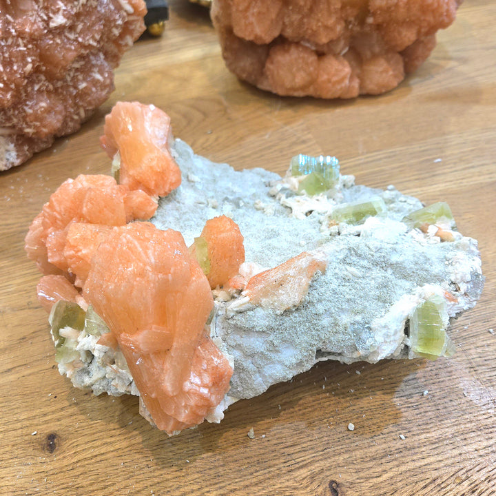 Stilbite & Green Apophyllite on Okenite Matrix