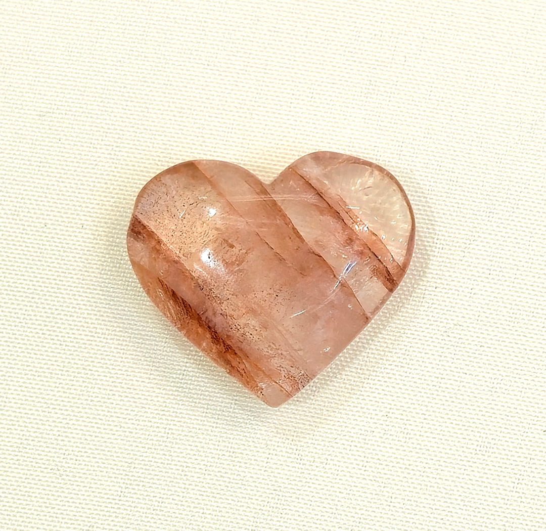Fire Quartz Heart Puff - (Hematoid Quartz)