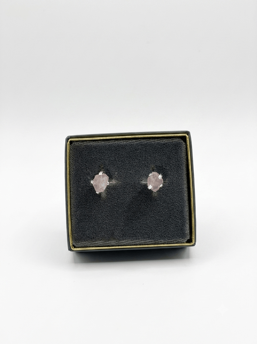 Rose Quartz 925 Silver Stud Earrings | The Harmony Store Earrings