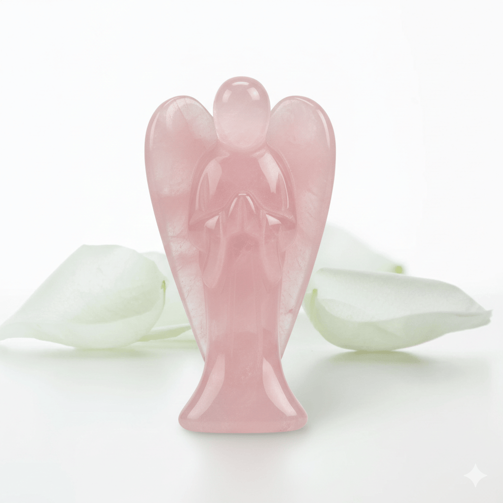 Rose Quartz Angel Sculpture | Love & Healing Crystal Figurine