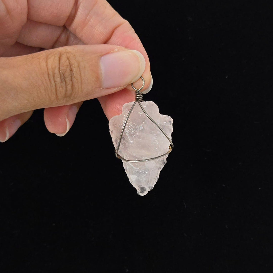 Rose Quartz Arrowhead Rough Pendant | Harmony Pendant