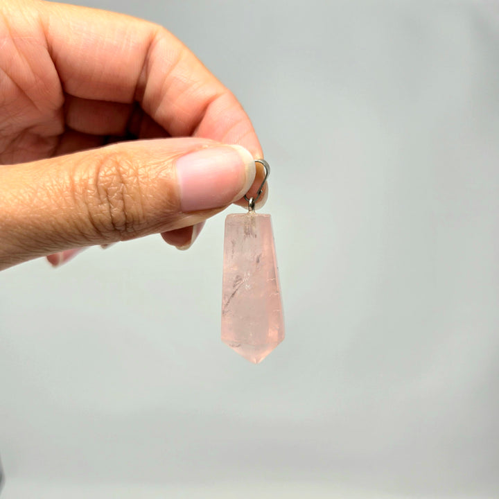 Rose Quartz Diamond Cut Pendant Silver | The Harmony Store Pendant