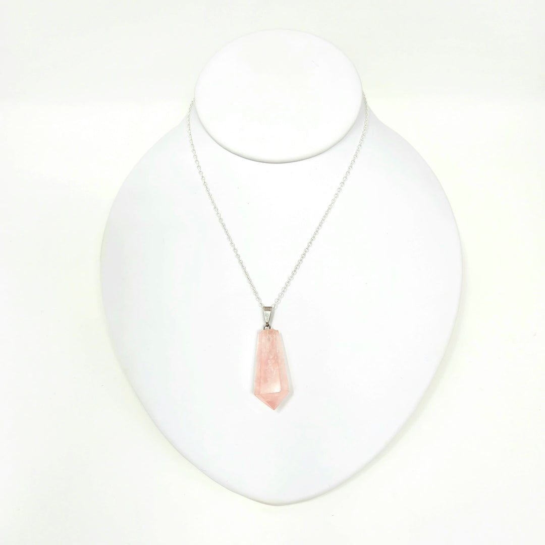 Rose Quartz Diamond Cut Pendant Silver | The Harmony Store Pendant