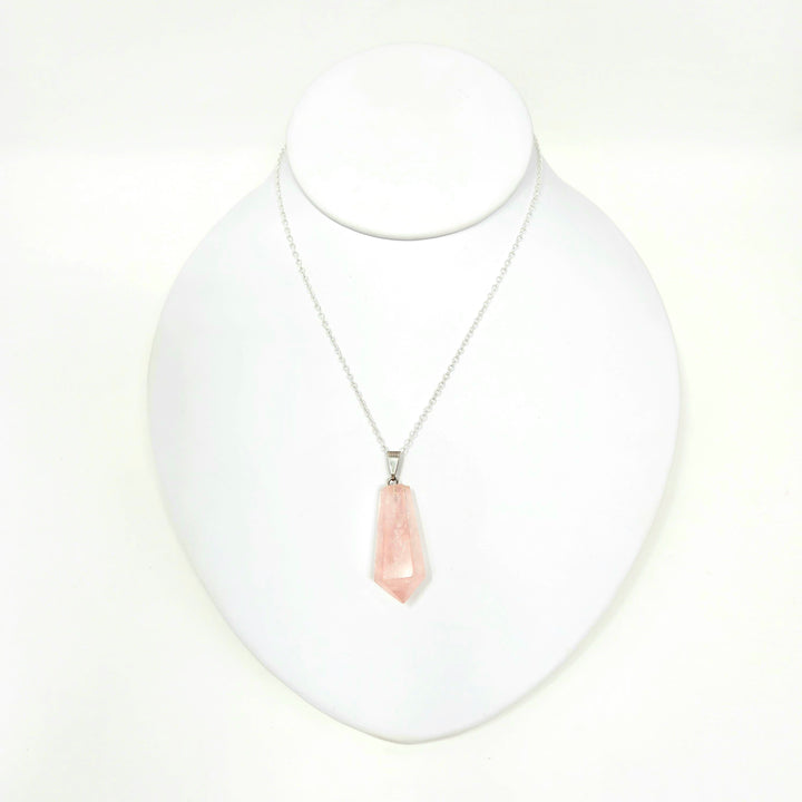 Rose Quartz Diamond Cut Pendant Silver | The Harmony Store Pendant