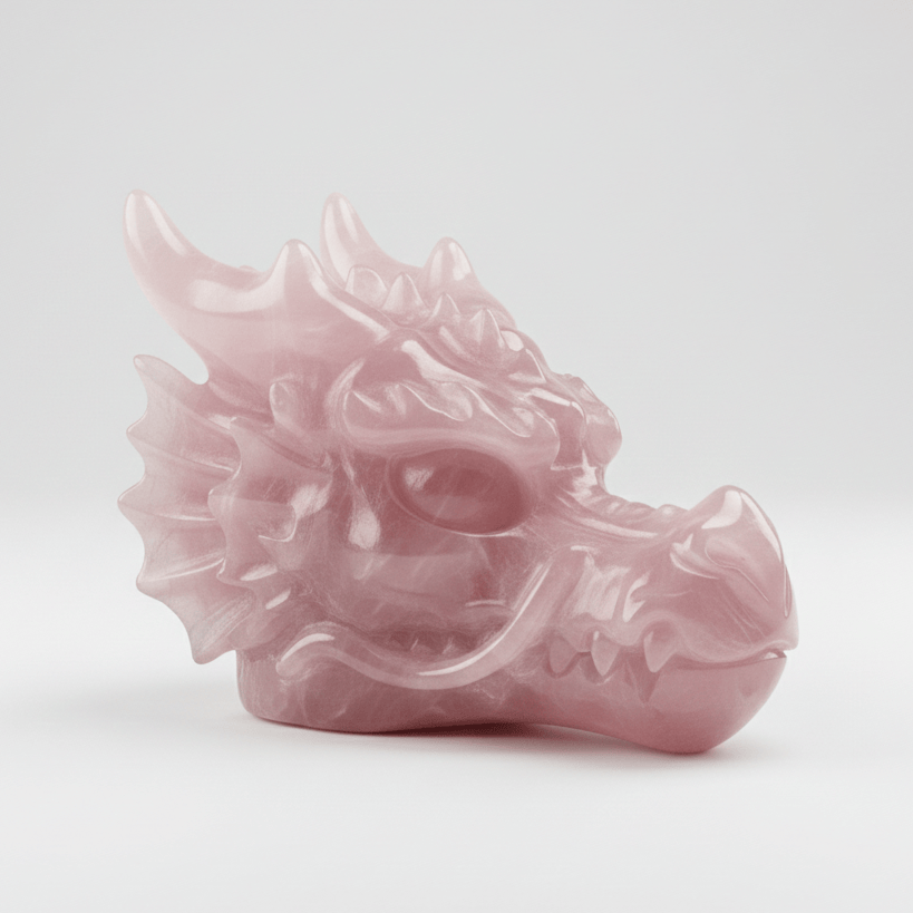 Rose Quartz Dragon Head | Strength & Love Crystal Crystal Figurine