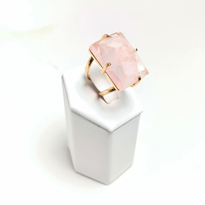 Rose Quartz Faceted Arc Ring | The Harmony Store Ring