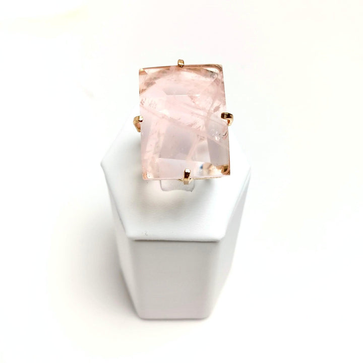 Rose Quartz Faceted Arc Ring | The Harmony Store Ring