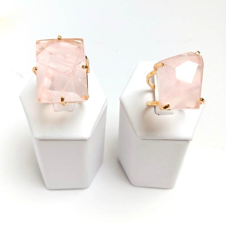 Rose Quartz Faceted Arc Ring | The Harmony Store Ring