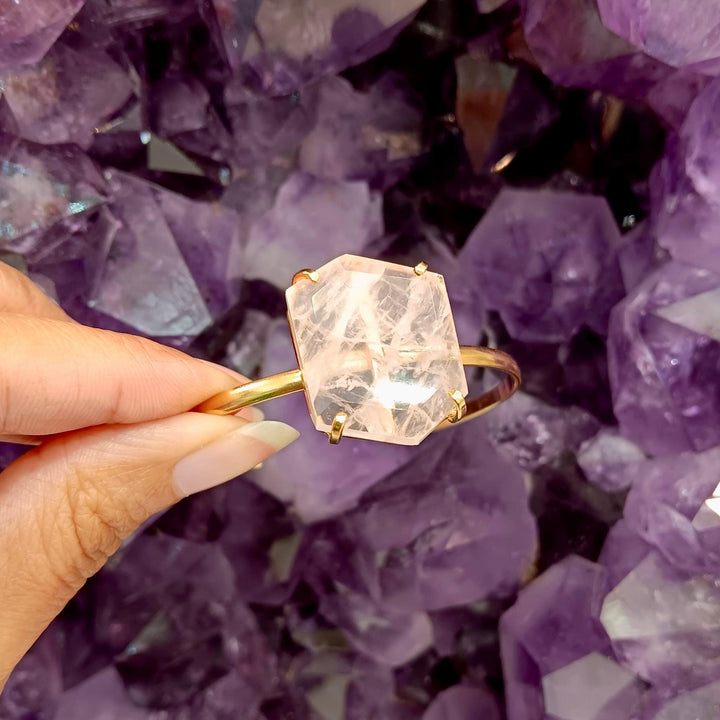 Rose Quartz Faceted Simple Band Bracelet | The Harmony Store Bracelet
