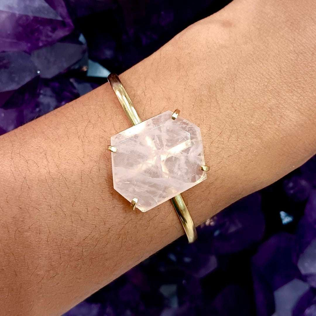 Rose Quartz Faceted Simple Band Bracelet | The Harmony Store Bracelet