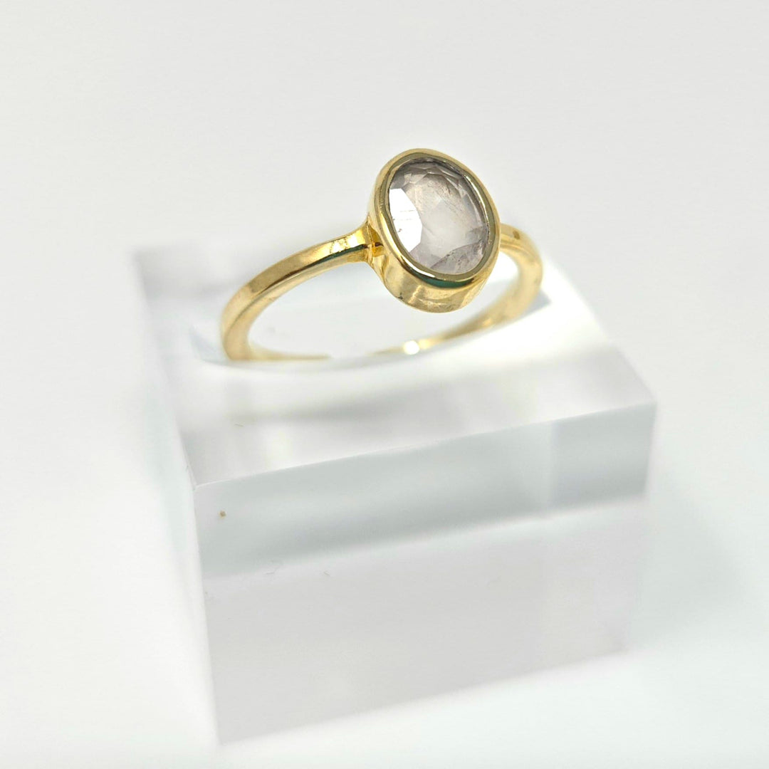 Rose Quartz Gold Plated Silver Ring | The Harmony Store