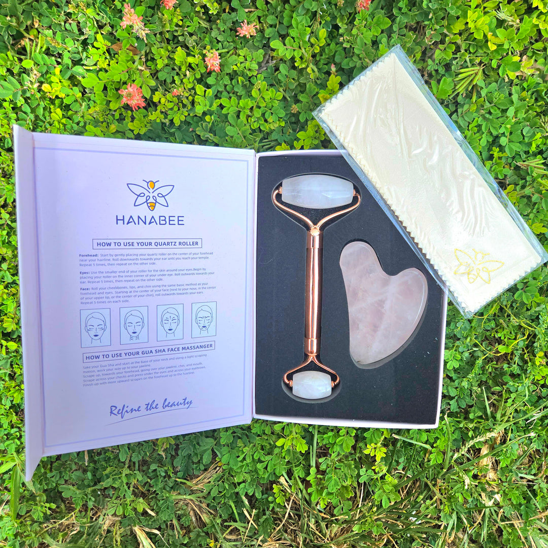 Rose Quartz Gua Sha & Roller Set | Self Care Metaphysical Decor