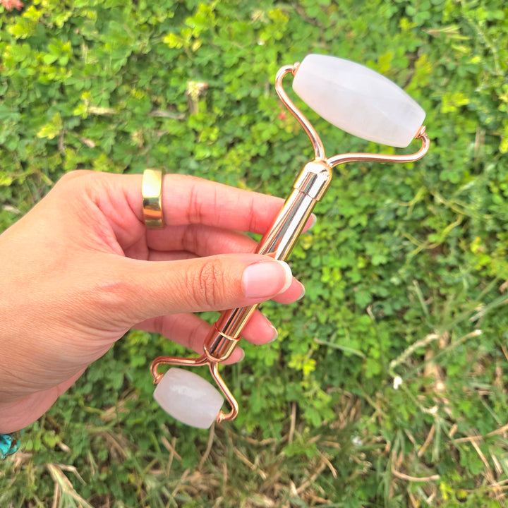 Rose Quartz Gua Sha &amp; Roller Set | Self Care Metaphysical Decor