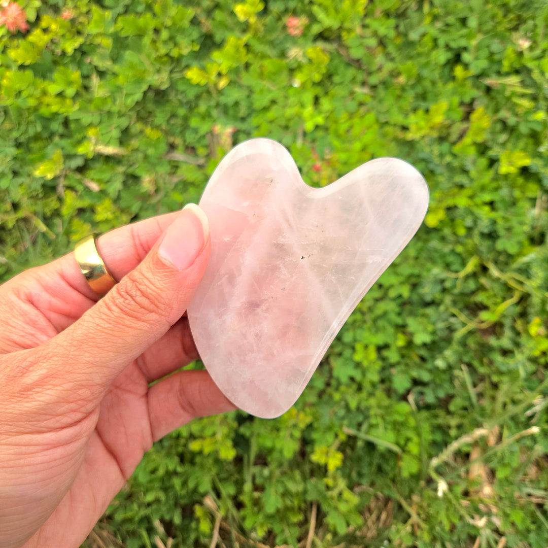 Rose Quartz Gua Sha &amp; Roller Set | Self Care Metaphysical Decor