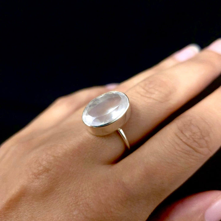Rose Quartz Faceted 925 Silver Ring | The Harmony Store Ring