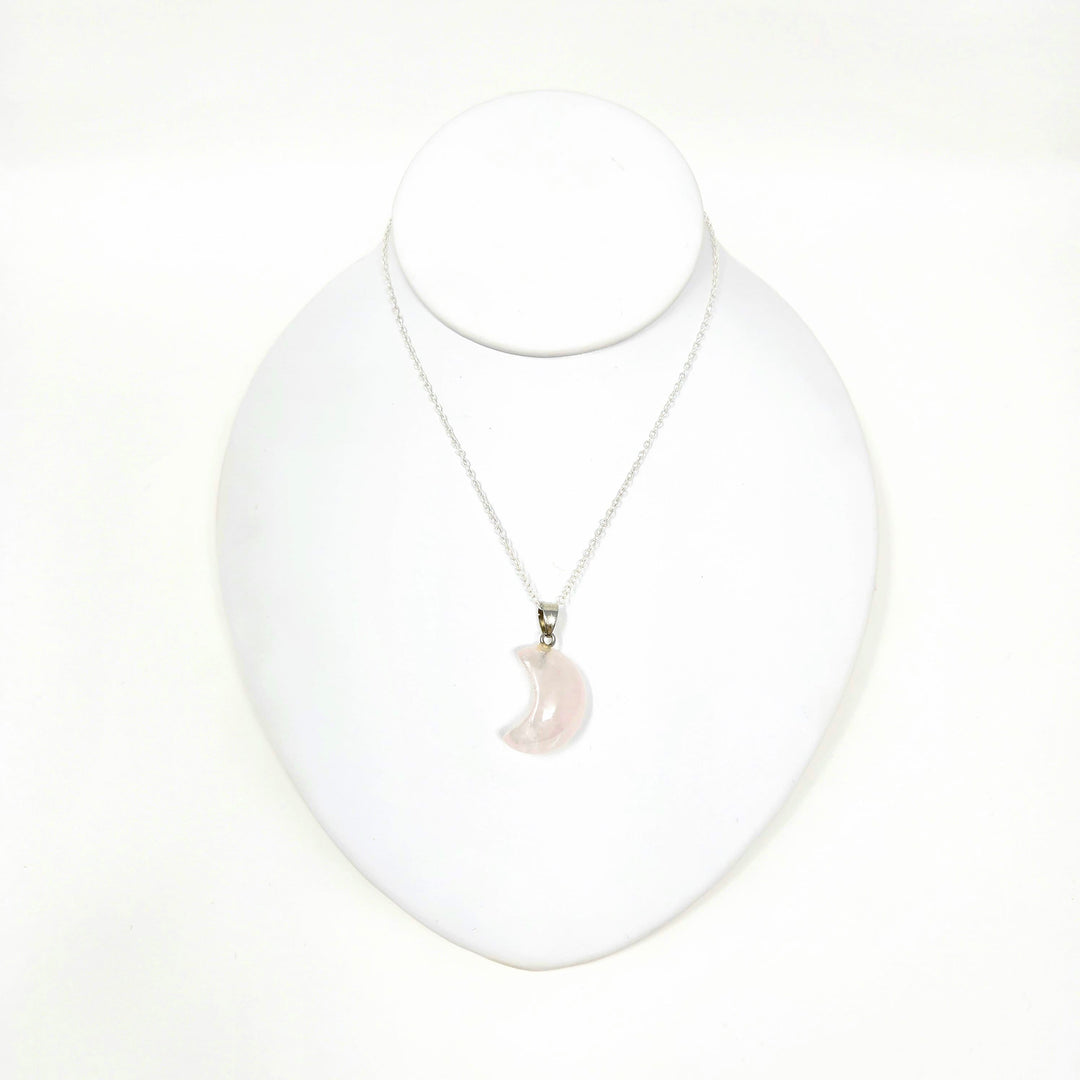 Rose Quartz Moon Pendant 3/4 Inch | The Harmony Store Pendant