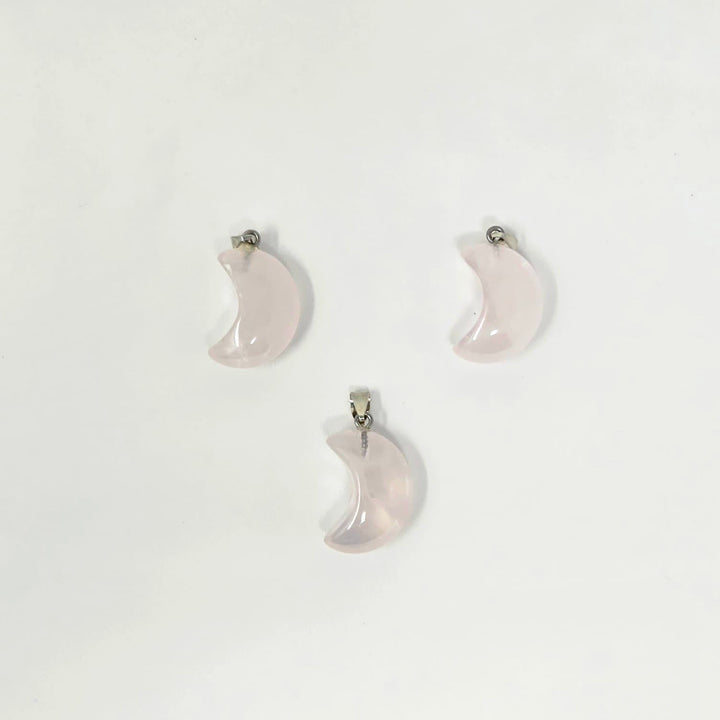 Rose Quartz Moon Pendant 3/4 Inch | The Harmony Store Pendant