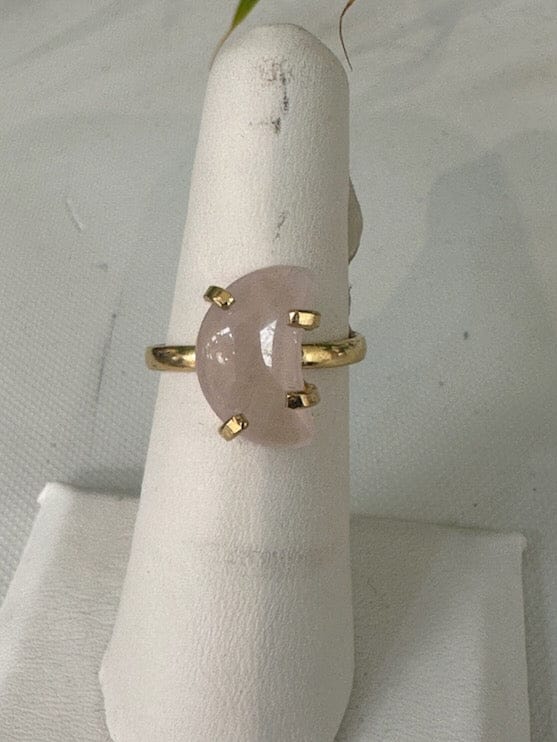 Rose Quartz Moon Ring | The Harmony Store Ring
